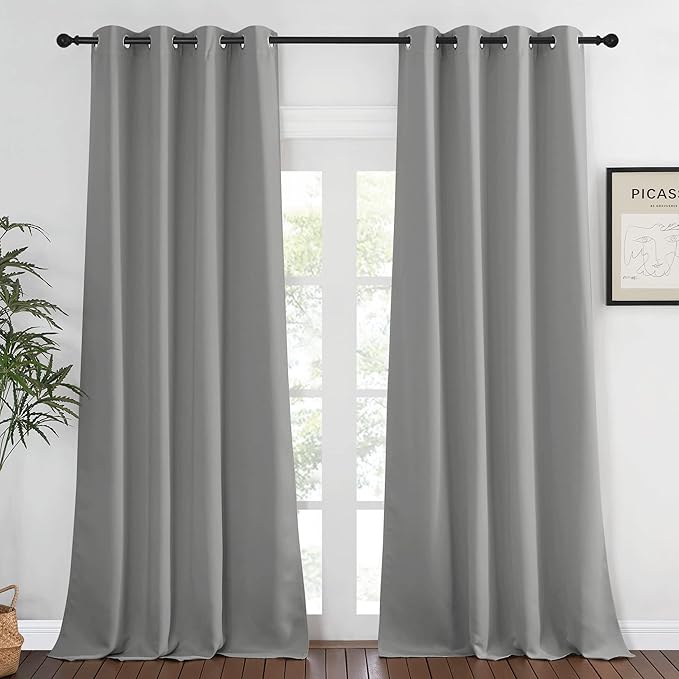 NICETOWN Blackout Curtain & Drape - (Silver Grey Color) Room Darkening Thermal Insulated Drapery for Living Room/Villa, W52 x L95, 1 Panel by NICETOWN