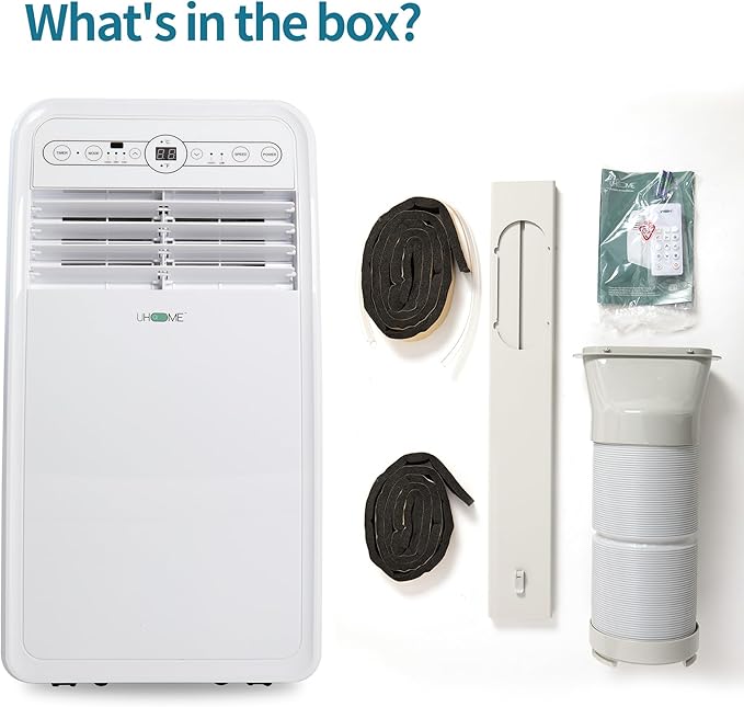 Uhome 8000 BTU Portable Air Conditioner, with Cooling, Dehumidifier, Fan, Remote Control and Window Mount Kit Included, White, 24H Timer - Image 7