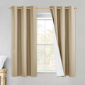 NICETOWN 100% Absolutely Blackout Linen Curtains with Thermal Insulated White Liner, Camel, 34" Wide by 48" Long, 2 Pieces, Linen Blend Window Drapes Privacy Window Treatments for Bedroom/Kids Room by NICETOWN