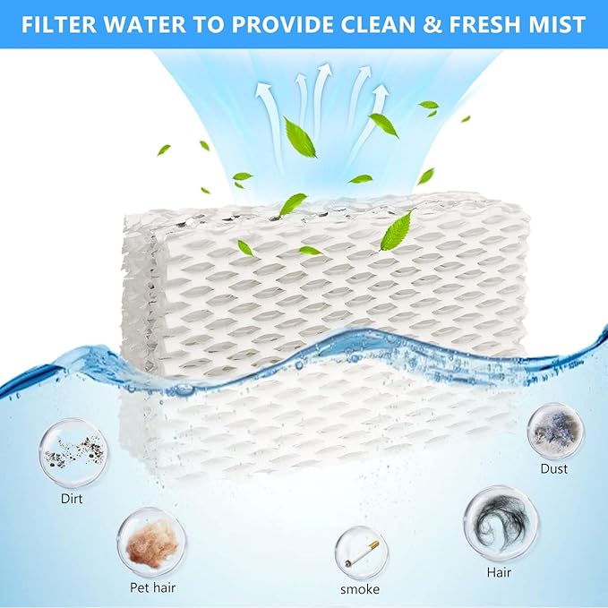8 Pack Wf813 Eqwf813 Humidifier Filters Compatible with Equate Eqwf813 Eq-2119-Ul Relion RCM-832 RCM-832N ProCare PCCM-832N Cool Mist Humidifier Replacement Filter, White - Image 3