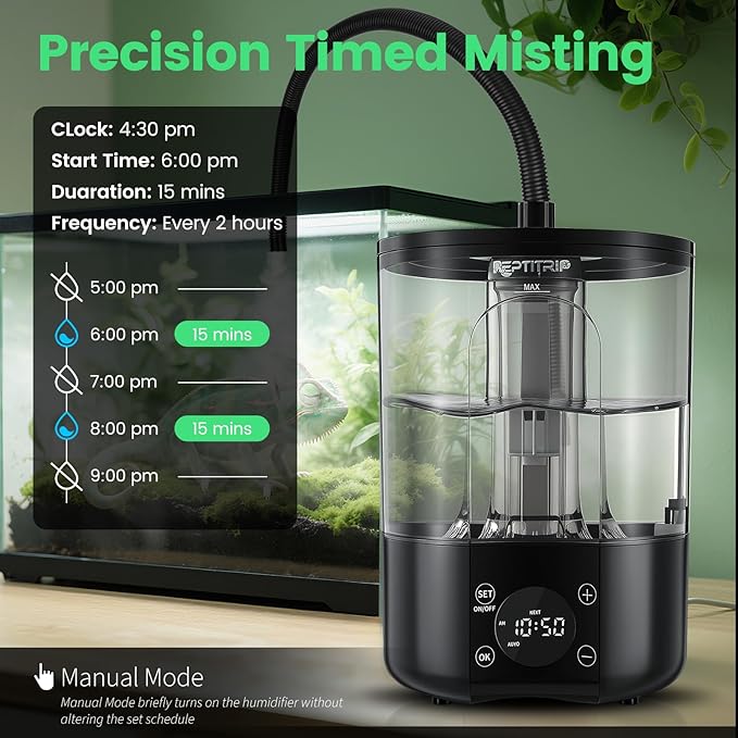 Reptile Humidifier Fogger for Terrariums, Timer Function, 1 Gallon, Adjustable Fog Volume, Ideal for Bearded Dragons, Lizards, Geckos, Snakes, Tortoises, Remote Control - Image 3