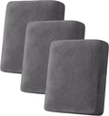 H.VERSAILTEX Velvet Stretch Couch Cushion Cover Plush Cushion Slipcover for Chair Loveseat Sofa Cushion Furniture Protector Seat Cushion Sofa Cover (3 Piece Sofa Cushion Covers, Grey) by HVERSAILTEX