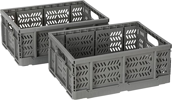 Heavy Duty Plastic Milk Crates for Storage, 4-Pack Stackable Storage Bins for Organizing, Collapsible Storage Basket with Handle for Groceries, Suitable for Home Office School Store, Gray - Image 8