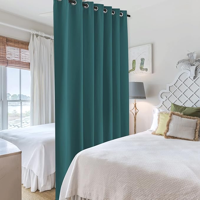 RYB HOME Room Divider Curtains for Closet Blackout Sound Reducing Privacy Drapes for Large Window Decor Wide Visual Barrier Shared Bedroom Loft Dorm, W 150 x L 108 inches, Teal, 1 Panel - Image 4