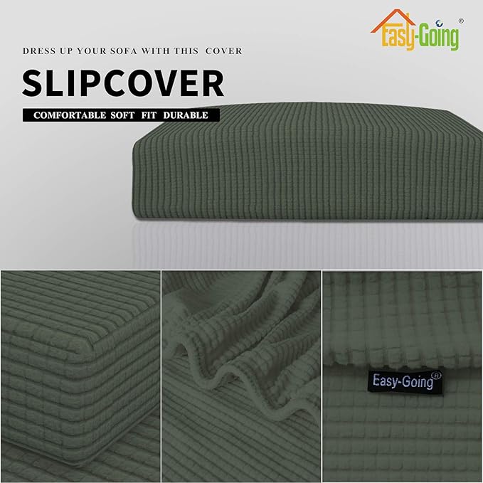 Easy-Going Stretch Cushion Cover Sofa Cushion Furniture Protector Sofa Seat Sofa slipcover Sofa Cover Soft Flexibility with Elastic Bottom(Oversized Sofa Cushion,Olive Green) - Image 3