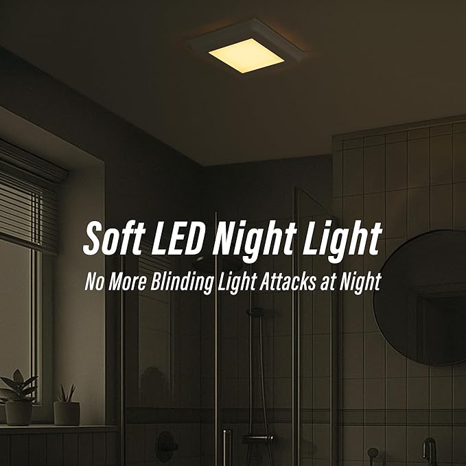 100CFM Bathroom Exhaust Fan With Night light: 26W Ceiling Fan With LED Light for Bathroom and Home, 5CCT Seletable & 2200K Amber Warm, Dimmable & Wet Rated, ETL Certified - Image 6