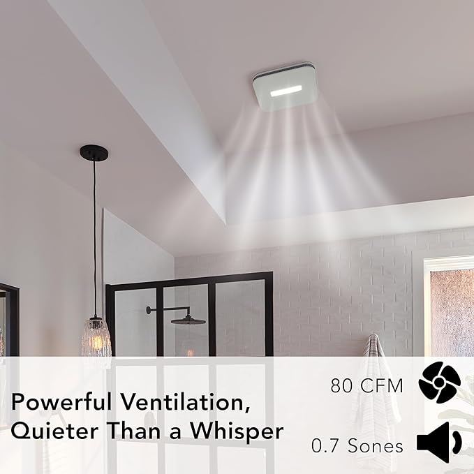 Broan-NuTone AE80LK Ventilation with LED CleanCover and Roomside Installation, ENERGY STAR Certified, 80 CFM, 0.7 Sones, White - Image 3
