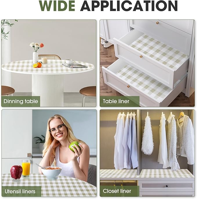 Beautysaid Shelf and Drawer Liner for Kitchen Cabinet, Non Adhesive Non Slip Shelf Paper Waterproof Washable Thickened for Dresser Pantry Shelve Bathroom Protector Liner(Checkered,23.6 in x 10 FT) - Image 7