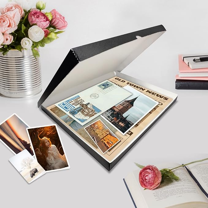 Lineco Folio Storage Box, Clamshell Design with Metal Edge. 18.5x24.5x1.75, Archival Boxboard, Organize and Preserve Photos, Prints, Cards, Magazines, Documents, Art, Ephemera, Family Records, Black - Image 7