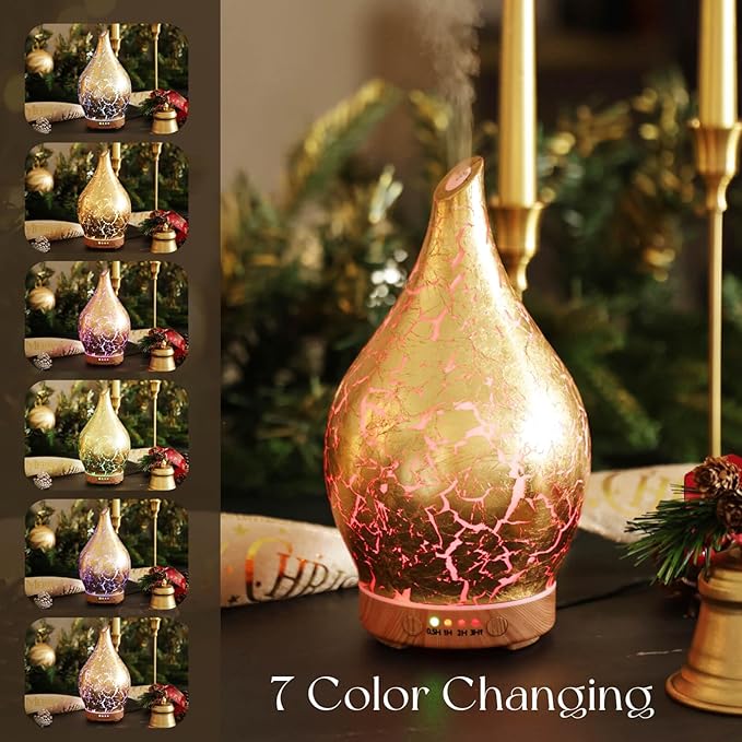 Porseme Essential Oil Diffuser Glass Aromatherapy Ultrasonic Humidifier, Air Refresh Auto Shut-Off, Timer Setting, BPA Free for Home Hotel Yoga Leisure SPA Gift 150ml Last 6H - Image 2