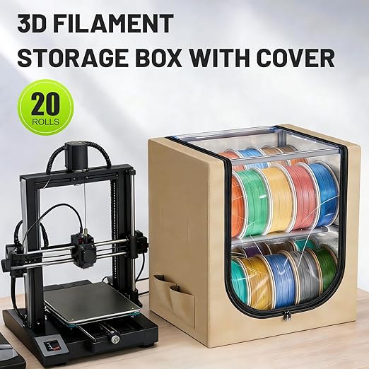 3D Filament Dry Storage Box, 2-Tier Metal Rack with Leather Cloth Cover, Holds Up to 20 Rolls of Filaments for Home & Workshop - Image 3