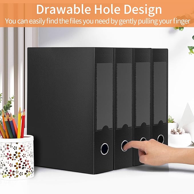 HUA JIE 2 Pack A4 Storage File Boxes Archives Case,65mm Spine,Box File Document Storage Box for Office School -Black - Image 5