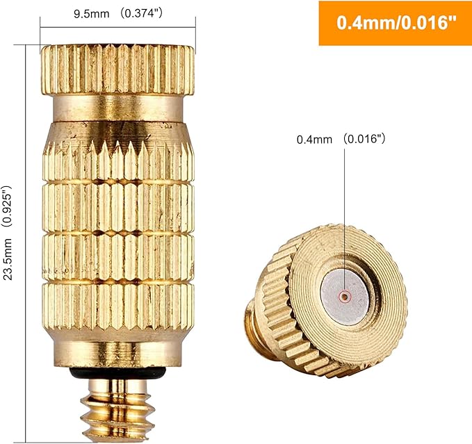 20pcs High Pressure Atomizer Nozzle Brass Misting Nozzles for Outdoor Cooling System, Landscaping, Greenhouse Irrigation, Air Humidification, Anti-Drip Fogging Spray Head(0.016"/0.4mm) - Image 2