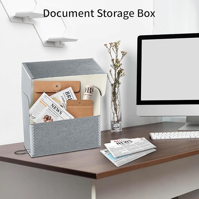Lineco Archival Document Storage Box with Metal Edge, Acid-Free Gray Boxboard, Organize and Store Files, Prints, Photos, Letter-Sized Case 12.5" x 10.5" x 5" Wide, Pack of 2 - Image 6