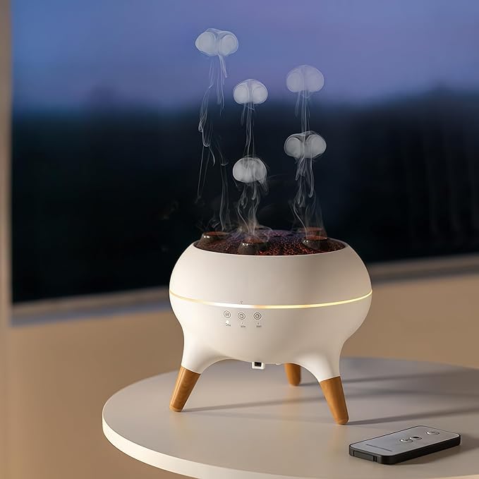 Dynamic Jellyfish Air Humidifier & Jellyfish Essential Oil Diffuser for Home,Office, Yoga - 7 Color-Changing Lights ，Remote Control ，4H/8H Timer Setting, Auto Shut-Off 250ml by SUPNOVABATTERYMONITOR
