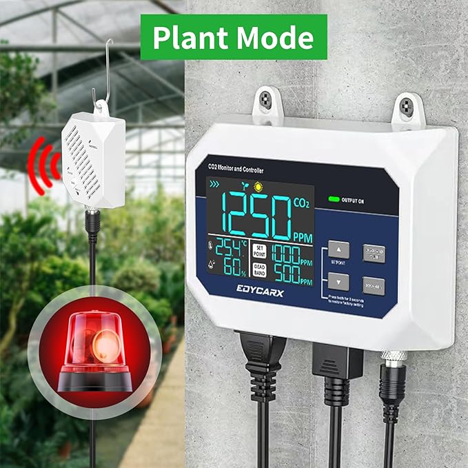 CO2 Controller with Temperature and Humidity Display Day and Night with Relay Function 15ft NDIR Sensor Cable, CO2 Controller for Grow Room, Greenhouse, Grow Tent, Home, Office, Factory - Image 5