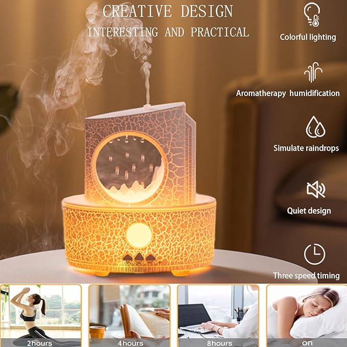 Raindrop Humidifiers for Bedroom,300ML Ultrasonic Small Humidifier, Aromatherapy Essential Oil Vaporizer, Essential Oil Diffuser with Atmosphere Light,Suitable for Bedroom, Hotel,Gym,Yoga Room - Image 2