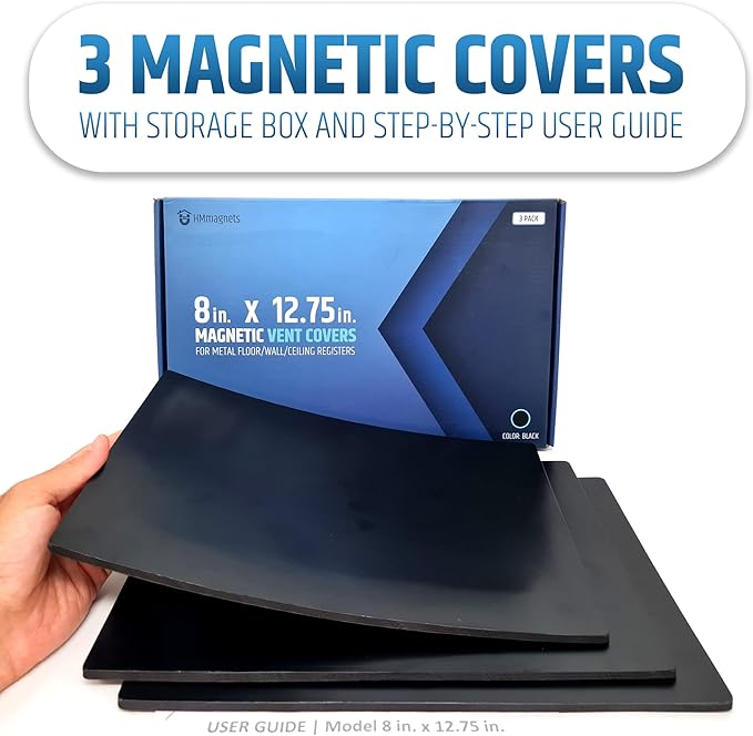 Powerful Magnetic Vent Covers (3-Pack) That Will Never Fall Off (Upgraded Design) - for Sealing Floor/Wall/Ceiling Registers of Width 7.25" to 8", Length 11.25" to 12" | Vent Not Included | Black - Image 7