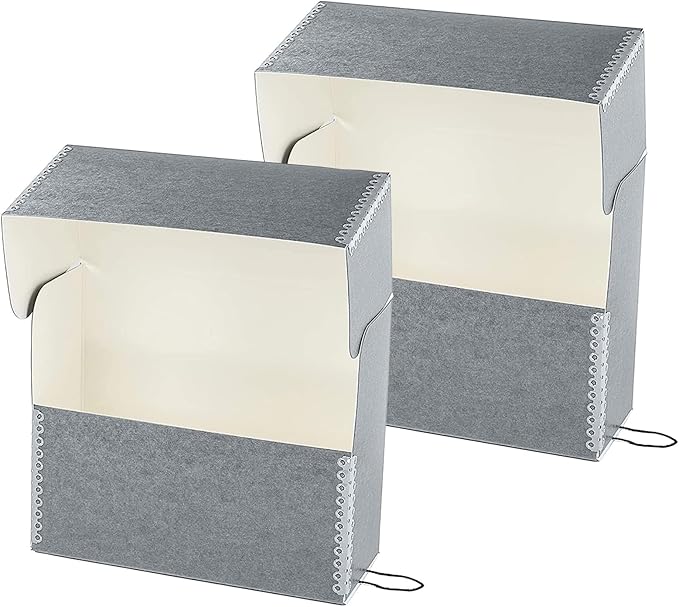 Lineco Archival Document Storage Box with Metal Edge, Acid-Free Gray Boxboard, Organize and Store Files, Prints, Photos, Jumbo-Sized Case 15.5" x 12.5" x 5" Wide, Pack of 2 by Lineco