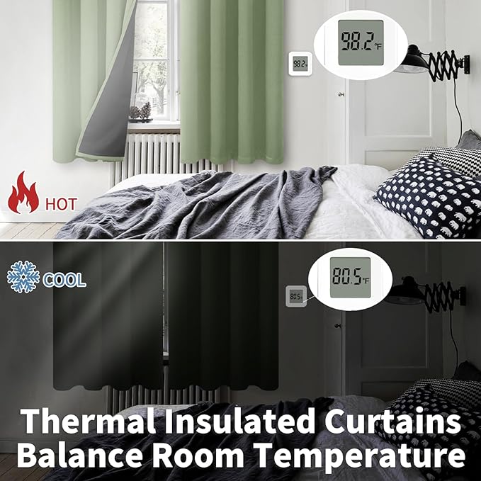 BGment Grass Green Blackout Curtains for Bedroom Spring Curtains for Living Room 63 Inch Length 2 Panels Set, Thermal Insulated Full Room Darkening Soundproof Grommet Drapes (42 x 63 Inch, 2 Panels) - Image 3