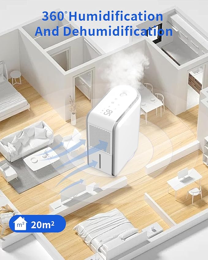 3 in 1 Dehumidifier, Humidifier & Air Filtration & aroma diffuser combo - 39Oz, Auto Humidity Control,Quiet, 27db，multifuctional colorful mist,for Bedroom/bathroom/home/basement/RV(350 sq.ft) - Image 2