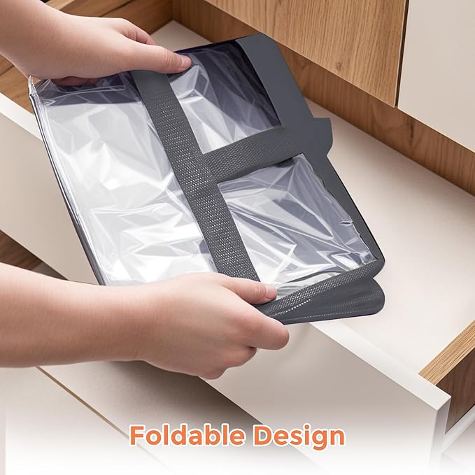 Budding Joy 6 Pack Clear Zippered Storage Bags for Clothes,40L Closet Organizers and Storage Containers Vinyl Moving Bag for Bedding, Linen, Blankets, Comforters, Clothing & Toys, Grey - Image 6