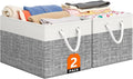 Storage Bin,Collapsible Storage Basket For Organizing,Large Storage Boxes With Rope Handles,Storage Containers,White & Grey,2 Pack by StorageTastic