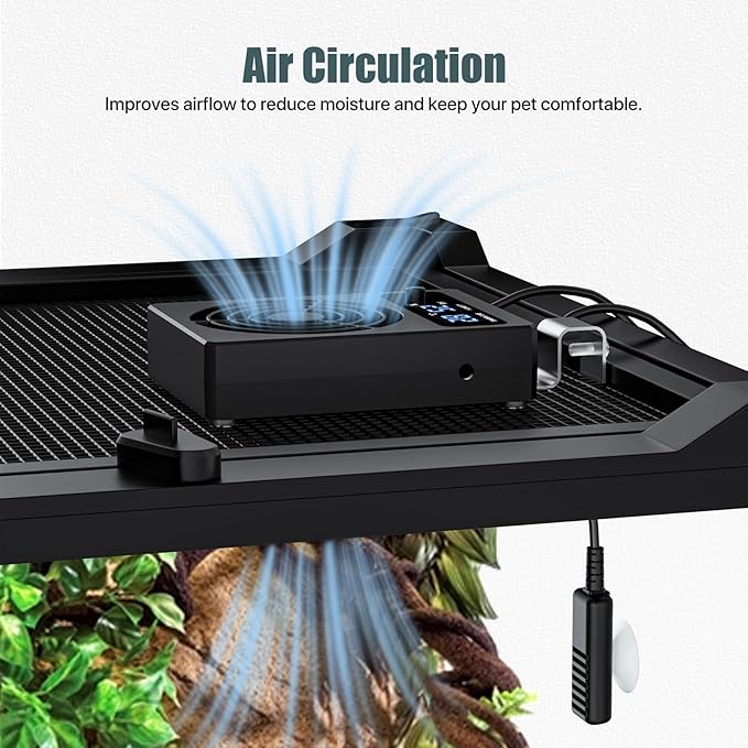 Reptile Humidity Control Fan for Terrariums, Quiet Airflow System for Tanks and Enclosures, Black - Image 4