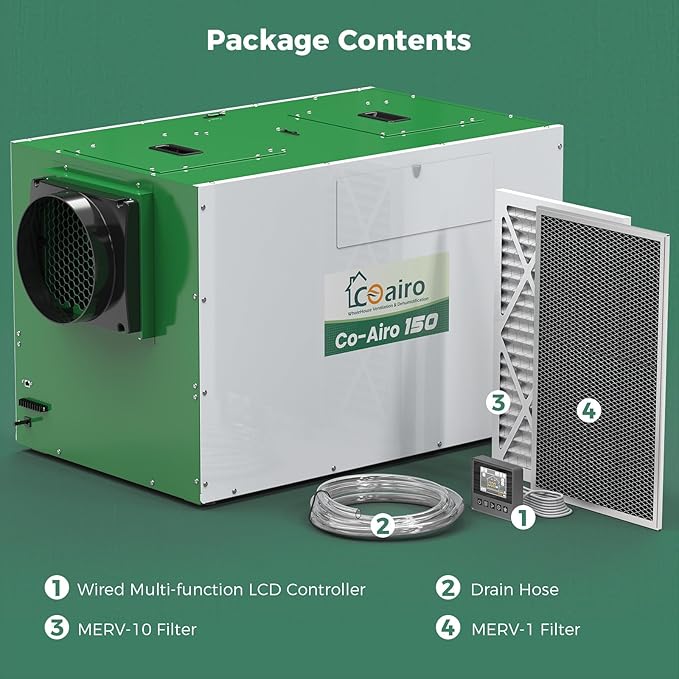 Whole House Dehumidifier with Controller, 280 Pint with Fresh Air Function, Crawl Space Dehumidifier with Drain Hose Up to 3500 sq. ft. for Grow Tent, Whole House, Commercial, Basement - Image 8