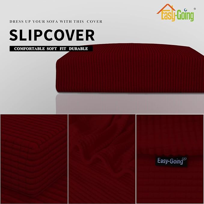 Easy-Going Stretch Cushion Cover Sofa Cushion Furniture Protector Sofa Seat Sofa slipcover Sofa Cover Soft Flexibility with Elastic Bottom(Sofa Cushion, Wine) - Image 3