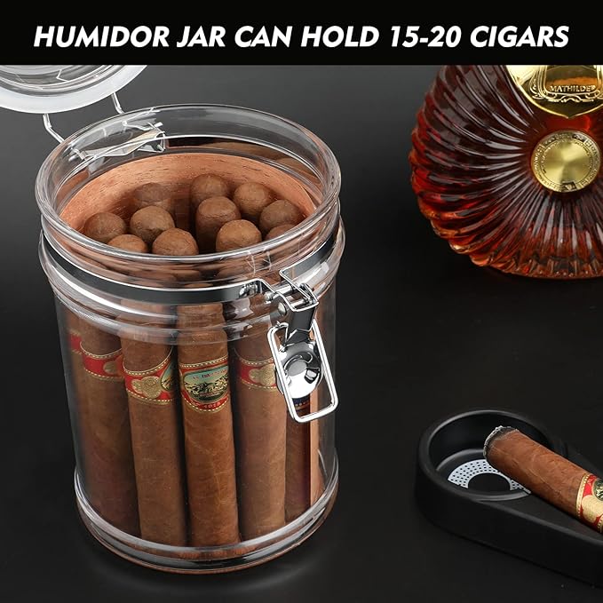 XIFEI Acrylic Humidor Jar with Humidifier and Hygrometer,humidor That can Hold About 18 Cigars (Clear) - Image 6