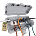 Flemoon Medium Outdoor Electrical Box (11.5x5.2x4 inch), IP54 Waterproof Extension Cord Cover w/6 Cable Entry Ports, Weatherproof Connection Box for Power Strip, Timer, Holiday Lights, Light Grey by FLEMOON