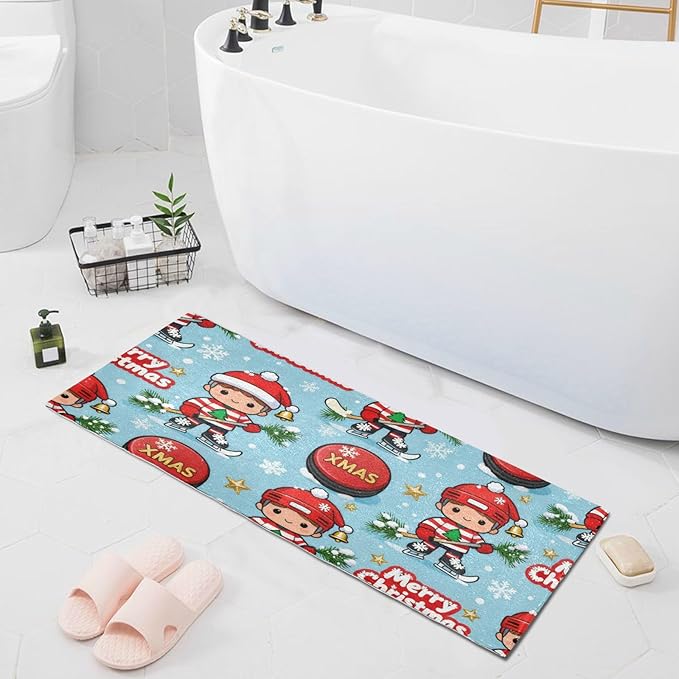 Merry Christmas Ice Hockey decorative mat non slip anti mold decorative bathroom rugs for porch accessories 39x20in tapetes para ba?o - Image 8