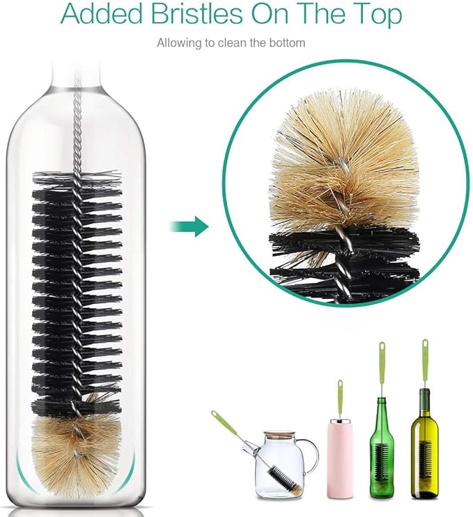 Long Bottle Cleaning Brush，Household Kitchen Cleaning Brush Set for Washing Narrow Neck Beer Bottles, Wine Decanters, Vases, Pipes，and Sports Water Bottles，2 Pack - Image 3