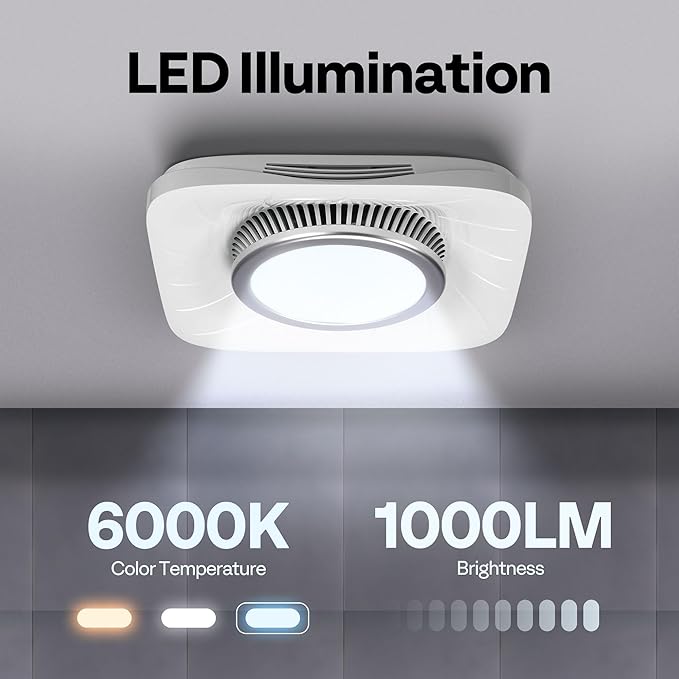 VIVOHOME Bathroom Exhaust Fan with Light, Max 110 CFM 1.0 Sone Shower Ventilation Fan, Super Quite Fan w/ 6000 K 1000LM LED Cool White Light, for 4'' Duct Ceiling Mount - Image 5
