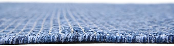 Unique Loom Collection Casual Transitional Solid Heathered Indoor/Outdoor Flatweave Area Rug (5' 3" x 8' Rectangle, Blue/Navy Blue) - Image 10