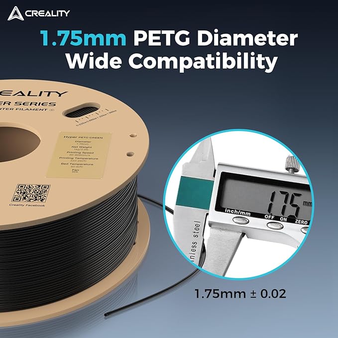 Creality PETG Filament, Hyper 1.75 mm 1 kg PETG: High-Speed 3D Printer Filament 30-600 mm/s, Dimensional Accuracy +/- 0.02 Cardboard Spool (2.2 lbs) for Most FDM 3D Printers,Black - Image 6