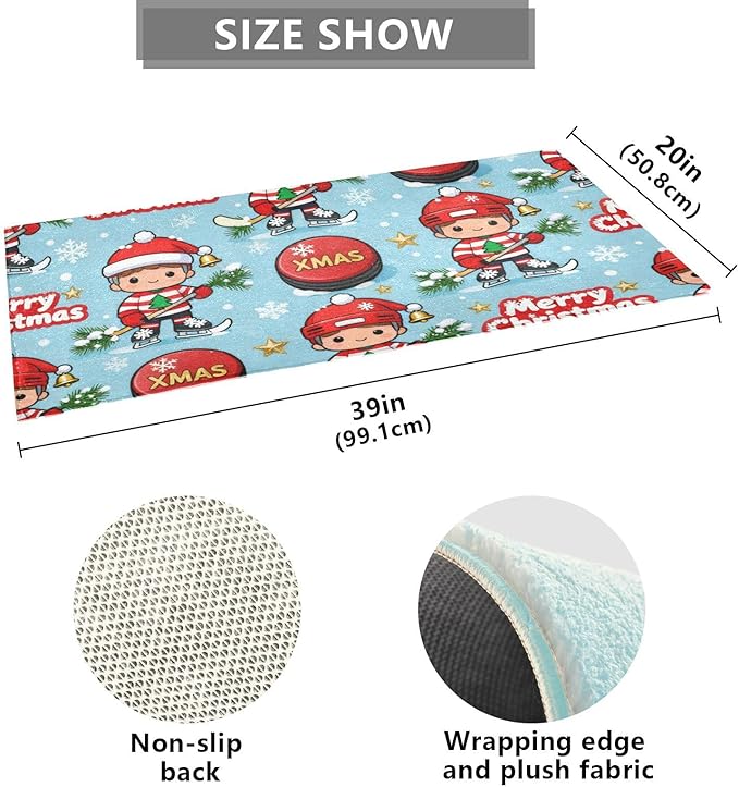 Merry Christmas Ice Hockey decorative mat non slip anti mold decorative bathroom rugs for porch accessories 39x20in tapetes para ba?o - Image 3