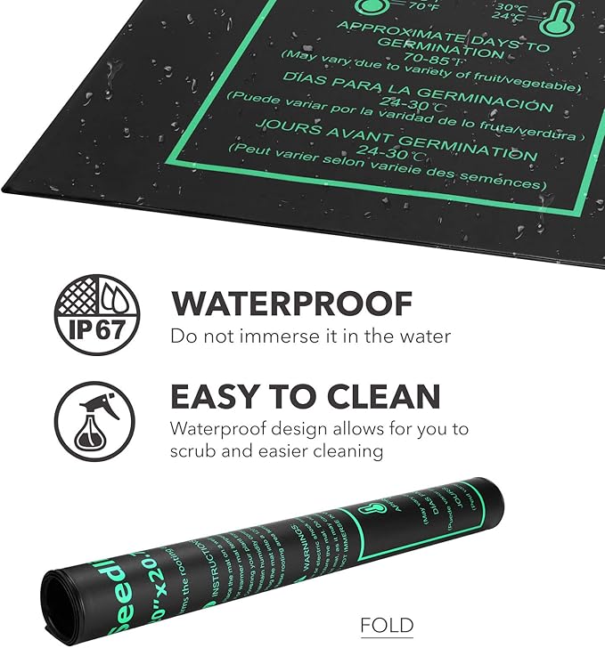 BN-LINK Seedling Heat Mat Warm Hydroponic Heating Pad Waterproof 20" x 20.75" for Seed Starting Greenhouse and Germination - Image 2