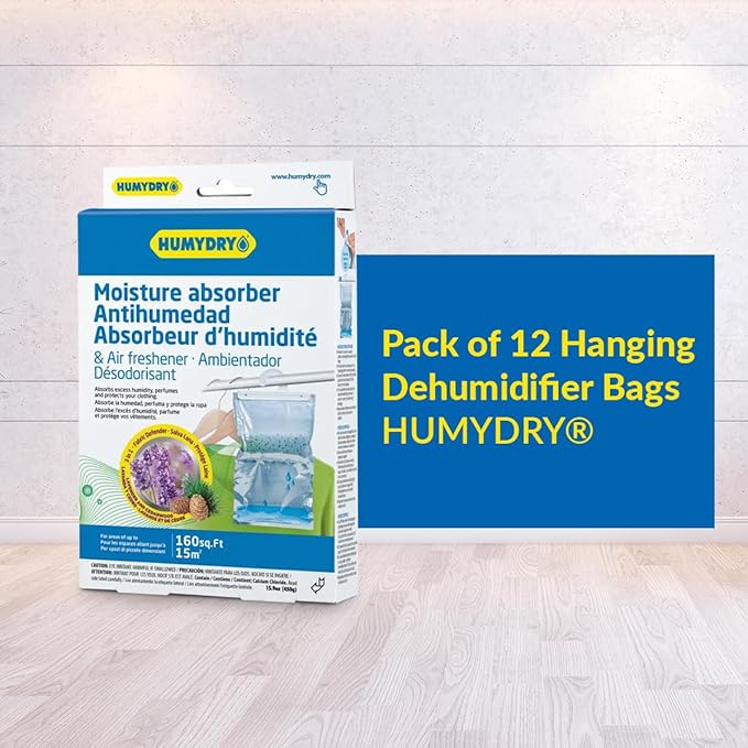 HUMYDRY Hanging Moisture Absorber Bags, 12 Count Lavender and Cedar 15.9 Oz, Dehumidifiers for Closets Wardrobes Storage Areas, Non Electric Humidity Absorbers for Small Enclosed Spaces - Image 2