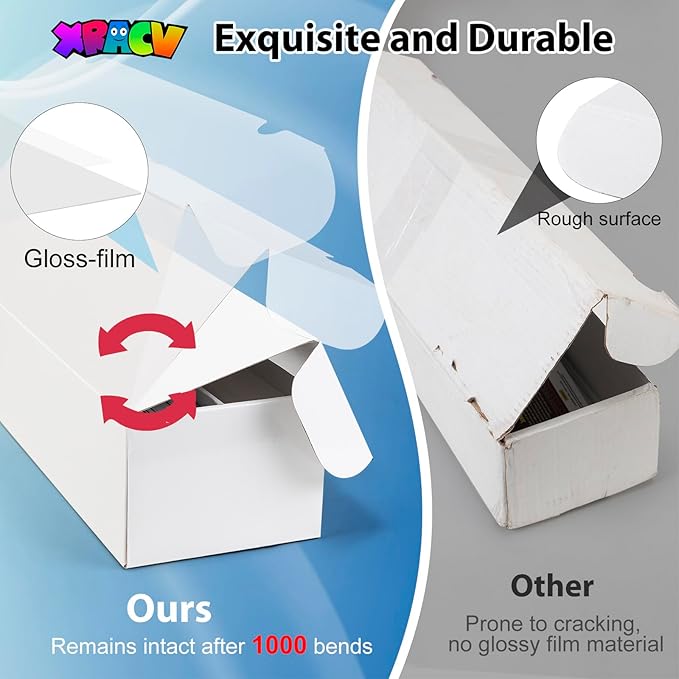 Laminated Trading Card Storage Box, Mtg Storage Card Box with 5-Compartment, Ultra-thin White Cardboard Collector Box for TCG, Sports Cards Storage, 2 Count - Image 2