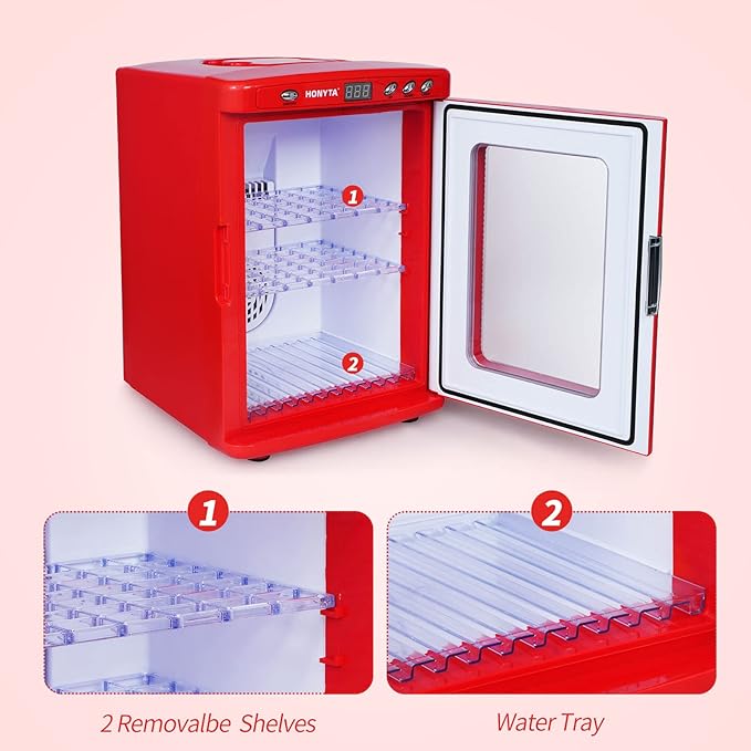 RYFT Incubators for Hatching Eggs, 25L Portable Reptile Scientific Lab Incubator with 5°C-60°C, 12V/110V Heating and Cooling for Small Reptiles (Red) - Image 3
