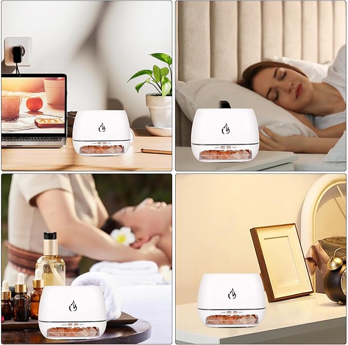 Diffuser Ultrasonic,Salt Rock Perfume Oil Diffuser - Aromatherapy Humidifier with 7-Color Light for Meditation Yoga Studio Spa Users Enthusiasts Bathroom Office Study Living Room - Image 4