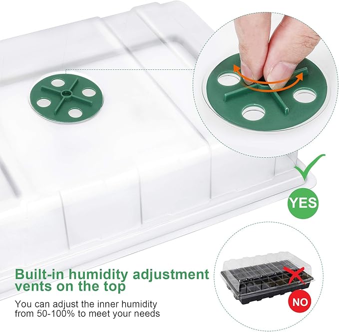 MIXC Seedling Trays Seed Starter Tray, 10-Pack Mini Propagator Plant Grow Kit Greenhouse with Humidity Vented Domes and Base for Seeds' Starting (40 Cells Per Tray, Total 400 Cells), Green - Image 4