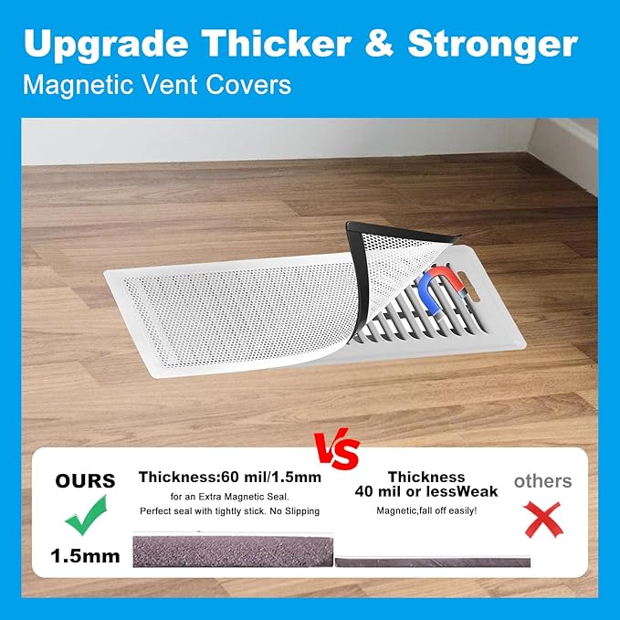 4 PCS White Magnetic Vent Covers-5.5x12 Magnetic Air Vent Covers with Mesh Screen for Floor/Wall/Ceiling Registers-Easy to Install, Durable Design(Fits Registers 5.5"to7" Width x 12" to13.5"Length) - Image 4