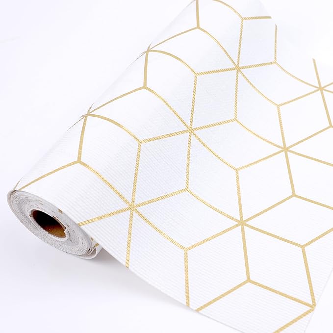 Cabinets Drawer Liner Non Slip 12 Inch Wide X 20 Ft Kitchen Shelf Liner Non Adhesive Waterproof Pantry Shelves Refrigerator Liner for Bathroom Closet Strong Grip Cupboard Mat Gold by GMCOZY
