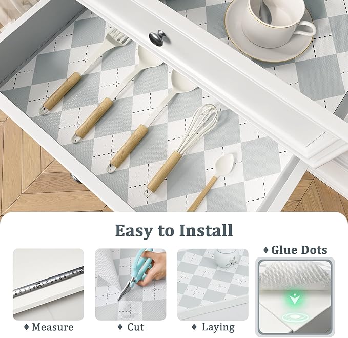 Shelf Liner for Kitchen Cabinets Non-Adhesive Non-Slip Drawer Liners for Dresser, 12" x 120" Waterproof Washable Paper, Durable Protector Mat for Pantry Shelves Cupboards, Light Grey - Image 6