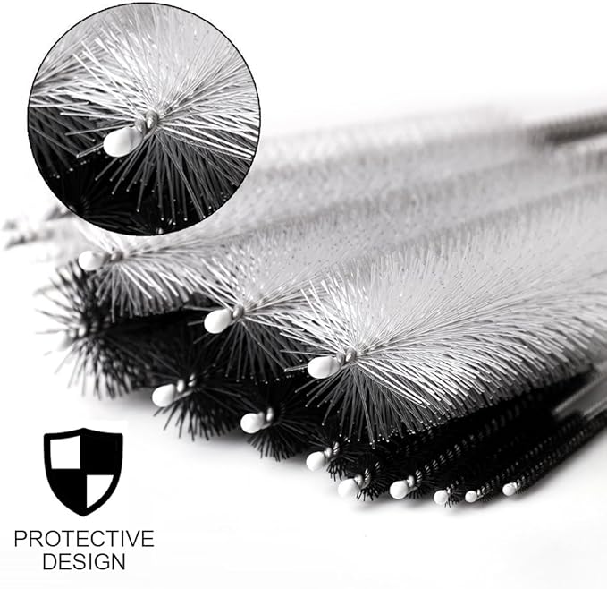 DiCUNO Straw Cleaning Brushes Set, 8 Inch Nylon Tube Brushes, Different Sizes Clean Brush for Bottle, Pipe, Keyboard, 2 Sets of Super Hard & Medium Hard - Image 2