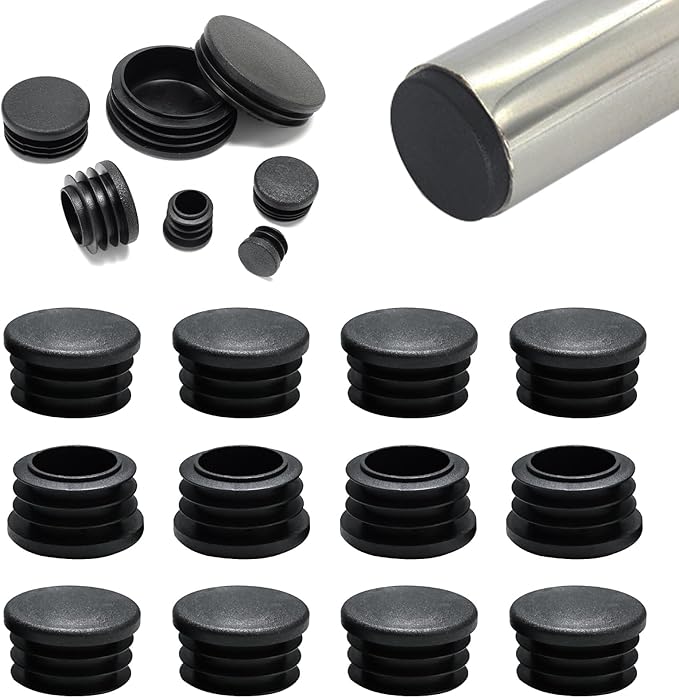1-1/4"(32mm) Plastic Hole Plugs Black -Round Chair Leg Caps, Flush Mount Pipe Plugs, Tubing End Caps for Metal&Wood Legs Tube, Outdoor Furniture Feet caps,for Pipe Wall thicknesses of 1.5-4 mm,12 PCS by EASYEAH