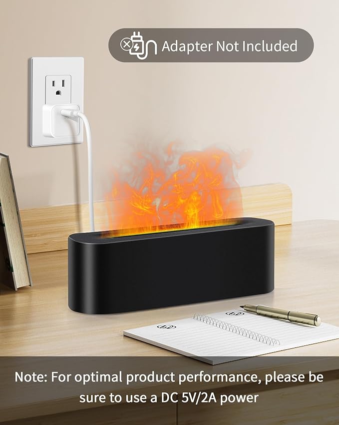 Essential Oil Diffuser with Fireplace Flame, Ultrasonic Cool Mist Humidifier for Aromatherapy, 7 Colors Light, Timer & Auto Shut-Off, Ultra Quiet for Home, Bedroom, Gift (150ml, Black) - Image 7
